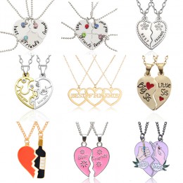 3 sztuk/zestaw moda najlepsi przyjaciele wisiorek naszyjniki Charms złamany naszyjnik w kształcie serca Rhinestone Choker komuni