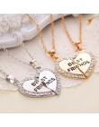 3 sztuk/zestaw moda najlepsi przyjaciele wisiorek naszyjniki Charms złamany naszyjnik w kształcie serca Rhinestone Choker komuni