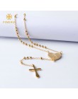 FINE4U N108 jezus chrystus krucyfiks naszyjnik dla kobiet 316L ze stali nierdzewnej stalowe długie różańce naszyjnik maryi panny