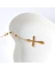 FINE4U N108 jezus chrystus krucyfiks naszyjnik dla kobiet 316L ze stali nierdzewnej stalowe długie różańce naszyjnik maryi panny