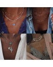 IPARAM 2019 Vintage Crystal wielowarstwowy wisiorek naszyjnik dla kobiet artystyczna skorupa krzyż geometria obroża naszyjnik bi