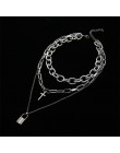 Warstwowa grunge estetyczna biżuteria vintage punkowy łańcuszek naszyjnik blokada krzyż wisiorek naszyjnik kobiety choker łańcuc