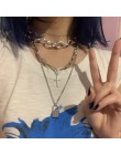 Warstwowa grunge estetyczna biżuteria vintage punkowy łańcuszek naszyjnik blokada krzyż wisiorek naszyjnik kobiety choker łańcuc