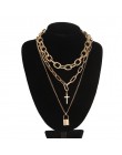 Warstwowa grunge estetyczna biżuteria vintage punkowy łańcuszek naszyjnik blokada krzyż wisiorek naszyjnik kobiety choker łańcuc