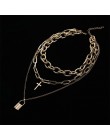 Warstwowa grunge estetyczna biżuteria vintage punkowy łańcuszek naszyjnik blokada krzyż wisiorek naszyjnik kobiety choker łańcuc