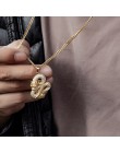 Luksusowe złote kolory cyrkon wisiorek w kształcie smoka naszyjniki dla kobiet mężczyzn Iced Out tenis złoty łańcuch Hip Hop biż