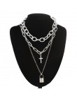Warstwowa grunge estetyczna biżuteria vintage punkowy łańcuszek naszyjnik blokada krzyż wisiorek naszyjnik kobiety choker łańcuc