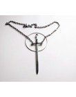 Antyczne srebro miecz i naszyjnik z dużym choker wisiorek biżuteria długi Gothic klasyczny Tarot okultystyczny ciemny prezent mę