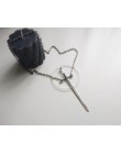 Antyczne srebro miecz i naszyjnik z dużym choker wisiorek biżuteria długi Gothic klasyczny Tarot okultystyczny ciemny prezent mę