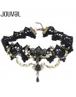 JOUVAL Collares Sexy gotyckie Chokers kryształowe czarne koronkowe szyi Choker naszyjnik Vintage wiktoriański kobiety Chocker bi