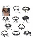 JOUVAL Collares Sexy gotyckie Chokers kryształowe czarne koronkowe szyi Choker naszyjnik Vintage wiktoriański kobiety Chocker bi
