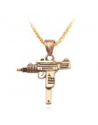UZI Kolye GUN kształt naszyjnik mężczyźni Hip Hop biżuteria złoty kolor styl wojskowy mężczyzna 60cm łańcuch męskie naszyjniki G