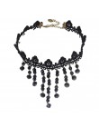 JOUVAL Collares Sexy gotyckie Chokers kryształowe czarne koronkowe szyi Choker naszyjnik Vintage wiktoriański kobiety Chocker bi