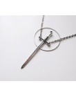 Antyczne srebro miecz i naszyjnik z dużym choker wisiorek biżuteria długi Gothic klasyczny Tarot okultystyczny ciemny prezent mę