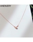 ANENJERY minimalistyczny 925 Sterling srebrny papier żuraw naszyjniki dla kobiet różowe złoto srebro choker collares życzenie na