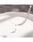 ANENJERY Dainty regulowany 925 Sterling Silver długi Tassel pszenicy naszyjnik dla kobiet imitacja perły choker collares S-N471