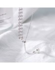 ANENJERY Dainty regulowany 925 Sterling Silver długi Tassel pszenicy naszyjnik dla kobiet imitacja perły choker collares S-N471