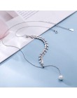 ANENJERY Dainty regulowany 925 Sterling Silver długi Tassel pszenicy naszyjnik dla kobiet imitacja perły choker collares S-N471