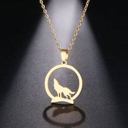 DOTIFI naszyjnik ze stali nierdzewnej dla kobiet mężczyzna wilk na wzgórzu wisiorek Choker naszyjnik biżuteria zaręczynowa