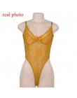 Kryptograficzny różowy Neon klasyczna przezroczysta koronka Body kobiety Sexy Backless Mesh kombinezon w paski wysoki krój Body 