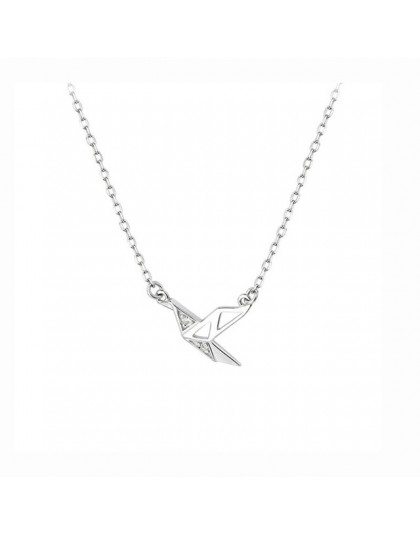 ANENJERY minimalistyczny 925 Sterling srebrny papier żuraw naszyjniki dla kobiet różowe złoto srebro choker collares życzenie na