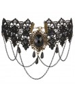 JOUVAL Collares Sexy gotyckie Chokers kryształowe czarne koronkowe szyi Choker naszyjnik Vintage wiktoriański kobiety Chocker bi
