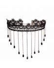 JOUVAL Collares Sexy gotyckie Chokers kryształowe czarne koronkowe szyi Choker naszyjnik Vintage wiktoriański kobiety Chocker bi