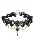 JOUVAL Collares Sexy gotyckie Chokers kryształowe czarne koronkowe szyi Choker naszyjnik Vintage wiktoriański kobiety Chocker bi