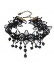 JOUVAL Collares Sexy gotyckie Chokers kryształowe czarne koronkowe szyi Choker naszyjnik Vintage wiktoriański kobiety Chocker bi