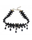 JOUVAL Collares Sexy gotyckie Chokers kryształowe czarne koronkowe szyi Choker naszyjnik Vintage wiktoriański kobiety Chocker bi