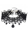 JOUVAL Collares Sexy gotyckie Chokers kryształowe czarne koronkowe szyi Choker naszyjnik Vintage wiktoriański kobiety Chocker bi
