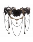 JOUVAL Collares Sexy gotyckie Chokers kryształowe czarne koronkowe szyi Choker naszyjnik Vintage wiktoriański kobiety Chocker bi