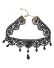 JOUVAL Collares Sexy gotyckie Chokers kryształowe czarne koronkowe szyi Choker naszyjnik Vintage wiktoriański kobiety Chocker bi