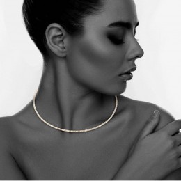 StoneFans proste koraliki Choker naszyjnik kobiety świecący 1 rząd okrągły elastyczny naszyjnik typu Choker ze strasami wyróżnia