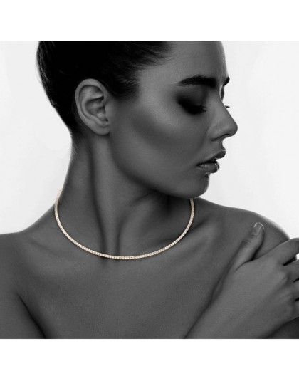 StoneFans proste koraliki Choker naszyjnik kobiety świecący 1 rząd okrągły elastyczny naszyjnik typu Choker ze strasami wyróżnia