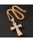 Nowy kryształowy krzyż naszyjnik mężczyźni złoty kolor Hip Hop stal nierdzewna stalowy łańcuch religijne naszyjniki wisiorek męż