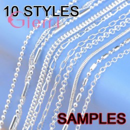 10 sztuk grzywny 10 style 16-18 "1.2-2 MM oryginalne 925 Sterling Silver biżuteria Link naszyjnik łańcuszkowy z Lobster klamrami