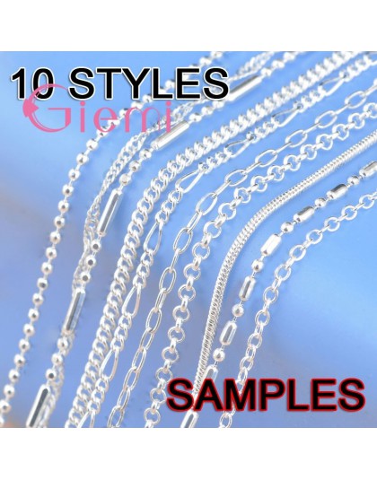 10 sztuk grzywny 10 style 16-18 "1.2-2 MM oryginalne 925 Sterling Silver biżuteria Link naszyjnik łańcuszkowy z Lobster klamrami