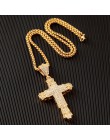 Nowy kryształowy krzyż naszyjnik mężczyźni złoty kolor Hip Hop stal nierdzewna stalowy łańcuch religijne naszyjniki wisiorek męż
