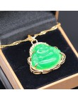 GZJY Fashion naszyjnik charms i wisiorek uśmiech budda zielony kamień cyrkon szampańskie złoto kolorowy wisiorek dla damska biżu