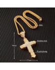 Nowy kryształowy krzyż naszyjnik mężczyźni złoty kolor Hip Hop stal nierdzewna stalowy łańcuch religijne naszyjniki wisiorek męż