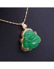 GZJY Fashion naszyjnik charms i wisiorek uśmiech budda zielony kamień cyrkon szampańskie złoto kolorowy wisiorek dla damska biżu
