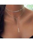 IPARAM 2019 moda Boho Coin Choker warstwowe 2 naszyjnik zestaw Y lasso kolor srebrny wisiorek pasek naszyjnik prezent dla dziewc
