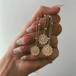12 konstelacje monety wisiorki naszyjnik złoty znak zodiaku baran Leo naszyjnik kobiety biżuteria dwanaście horoskop naszyjnik n