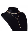IPARAM 2019 moda Boho Coin Choker warstwowe 2 naszyjnik zestaw Y lasso kolor srebrny wisiorek pasek naszyjnik prezent dla dziewc