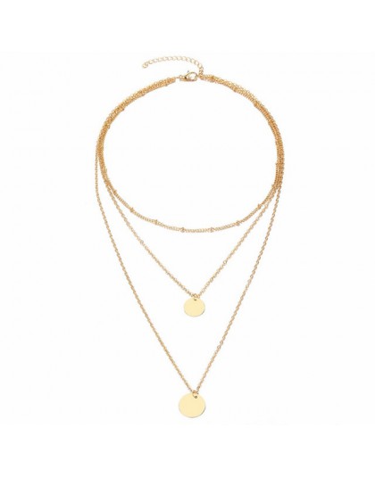 Fashion Gold Silver wielowarstwowe łańcuszki dla kobiet delikatne cekiny długie naszyjniki z wisiorkiem 2019 czeska biżuteria hu