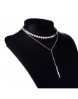 IPARAM 2019 moda Boho Coin Choker warstwowe 2 naszyjnik zestaw Y lasso kolor srebrny wisiorek pasek naszyjnik prezent dla dziewc