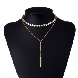 IPARAM 2019 moda Boho Coin Choker warstwowe 2 naszyjnik zestaw Y lasso kolor srebrny wisiorek pasek naszyjnik prezent dla dziewc