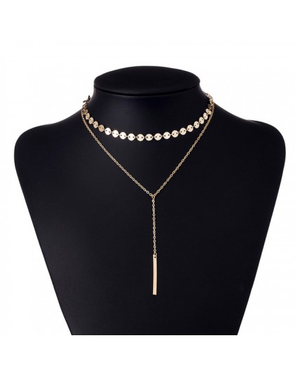 IPARAM 2019 moda Boho Coin Choker warstwowe 2 naszyjnik zestaw Y lasso kolor srebrny wisiorek pasek naszyjnik prezent dla dziewc