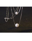 Anenjery 925 Sterling Silver naszyjnik dwuwarstwowy łańcuch imitacja perły Choker naszyjniki dla kobiet kolye S-N156
